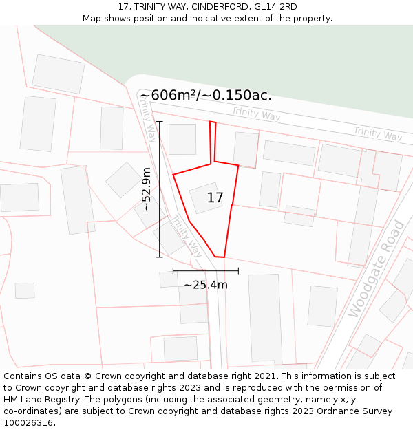 17, TRINITY WAY, CINDERFORD, GL14 2RD: Plot and title map