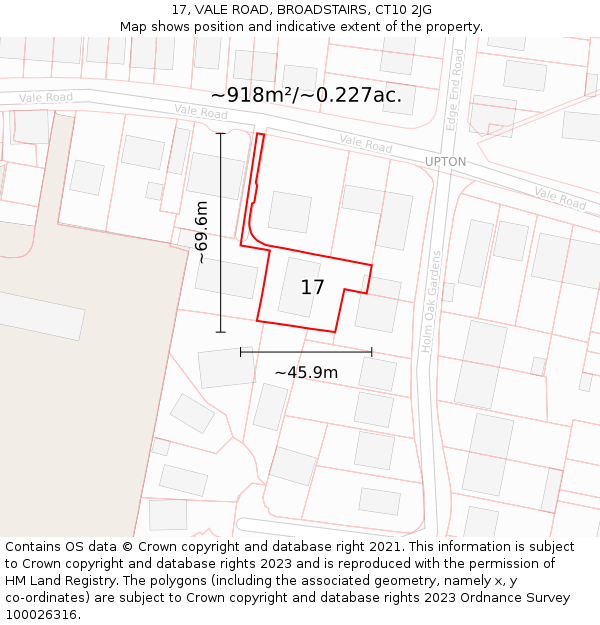 17, VALE ROAD, BROADSTAIRS, CT10 2JG: Plot and title map