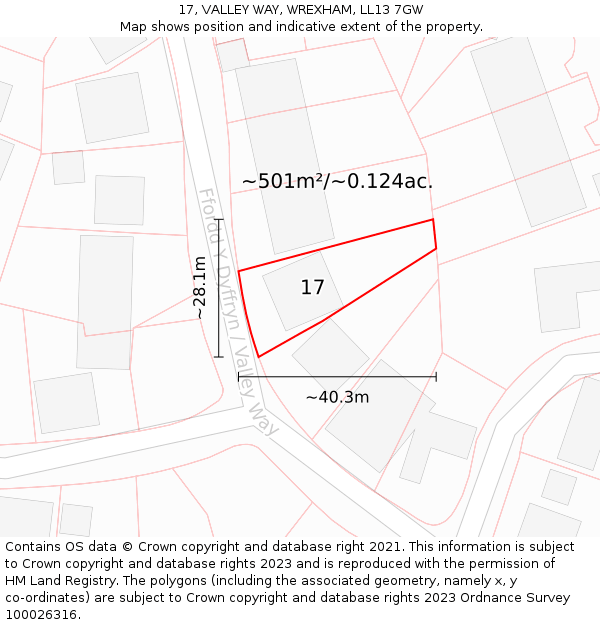 17, VALLEY WAY, WREXHAM, LL13 7GW: Plot and title map