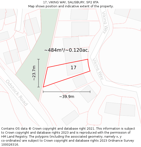 17, VIKING WAY, SALISBURY, SP2 8TA: Plot and title map