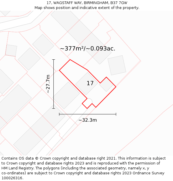 17, WAGSTAFF WAY, BIRMINGHAM, B37 7GW: Plot and title map