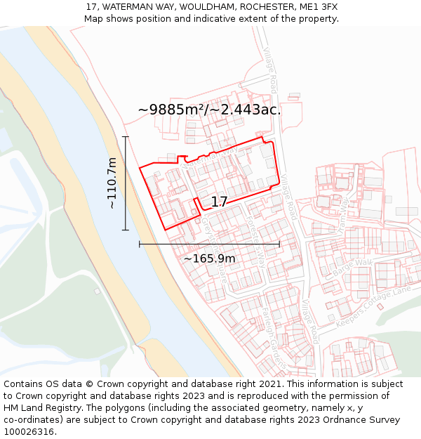 17, WATERMAN WAY, WOULDHAM, ROCHESTER, ME1 3FX: Plot and title map