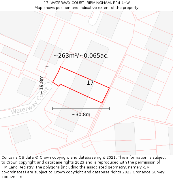 17, WATERWAY COURT, BIRMINGHAM, B14 4HW: Plot and title map