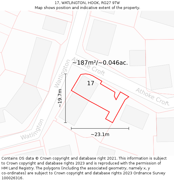 17, WATLINGTON, HOOK, RG27 9TW: Plot and title map