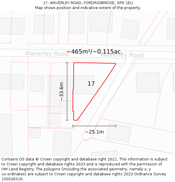 17, WAVERLEY ROAD, FORDINGBRIDGE, SP6 1EU: Plot and title map