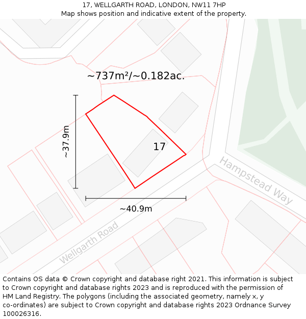 17, WELLGARTH ROAD, LONDON, NW11 7HP: Plot and title map