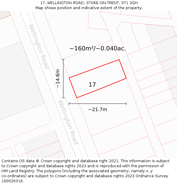 17, WELLINGTON ROAD, STOKE-ON-TRENT, ST1 3QH: Plot and title map