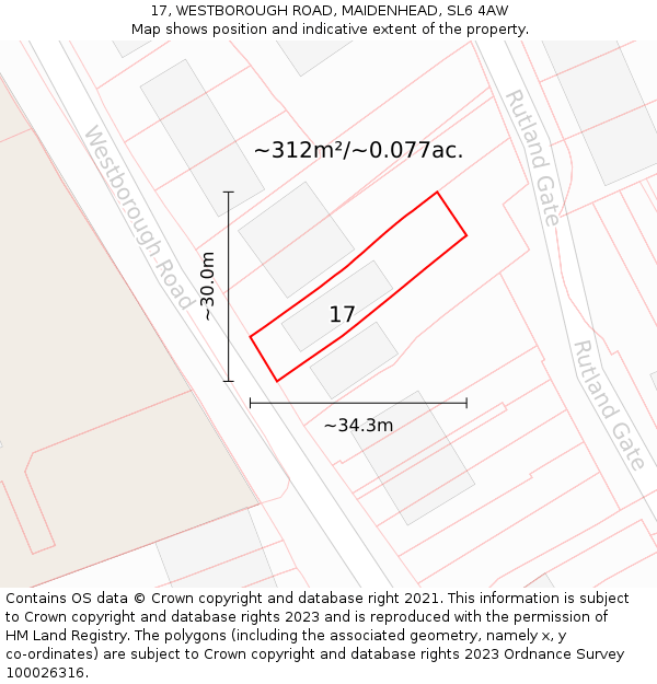 17, WESTBOROUGH ROAD, MAIDENHEAD, SL6 4AW: Plot and title map