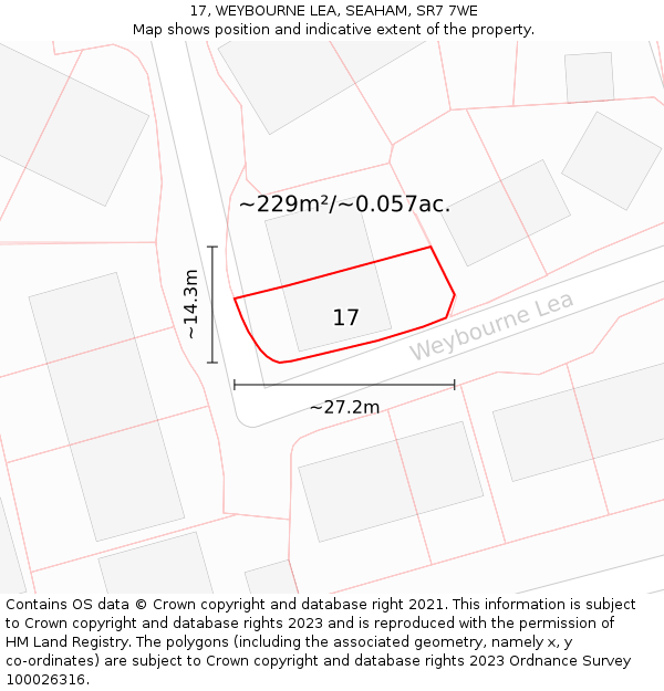 17, WEYBOURNE LEA, SEAHAM, SR7 7WE: Plot and title map