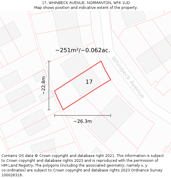 17, WHINBECK AVENUE, NORMANTON, WF6 1UD: Plot and title map