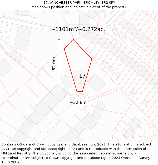 17, WINCHESTER PARK, BROMLEY, BR2 0PY: Plot and title map