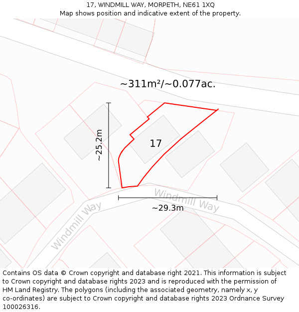 17, WINDMILL WAY, MORPETH, NE61 1XQ: Plot and title map