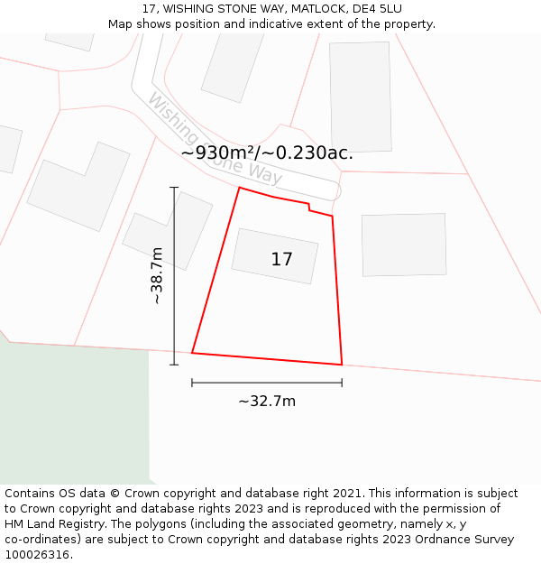 17, WISHING STONE WAY, MATLOCK, DE4 5LU: Plot and title map