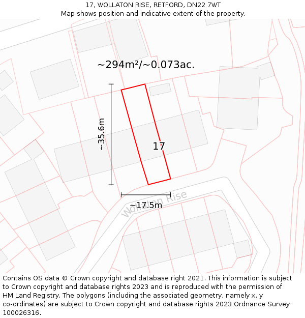 17, WOLLATON RISE, RETFORD, DN22 7WT: Plot and title map