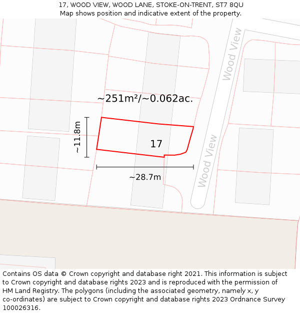 17, WOOD VIEW, WOOD LANE, STOKE-ON-TRENT, ST7 8QU: Plot and title map