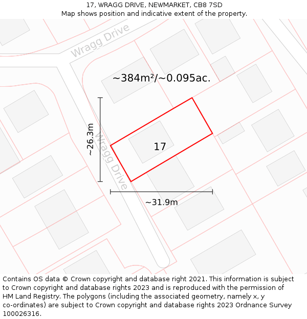 17, WRAGG DRIVE, NEWMARKET, CB8 7SD: Plot and title map