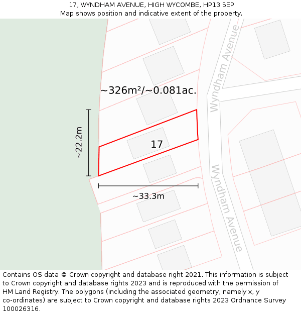 17, WYNDHAM AVENUE, HIGH WYCOMBE, HP13 5EP: Plot and title map