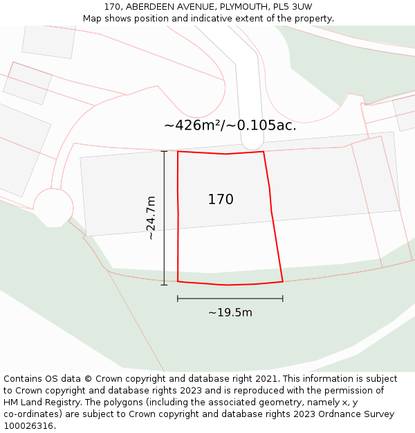 170, ABERDEEN AVENUE, PLYMOUTH, PL5 3UW: Plot and title map