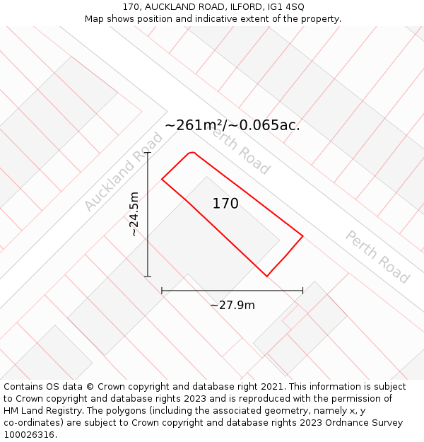 170, AUCKLAND ROAD, ILFORD, IG1 4SQ: Plot and title map