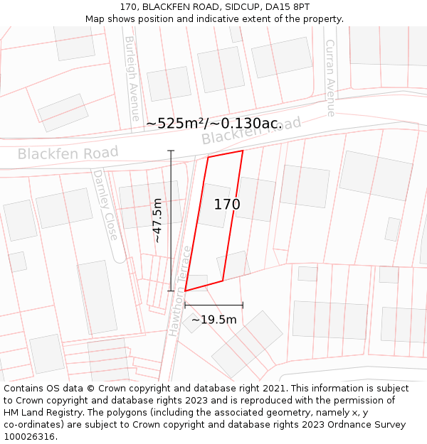 170, BLACKFEN ROAD, SIDCUP, DA15 8PT: Plot and title map