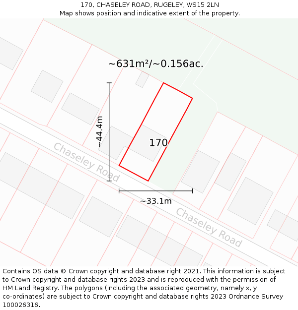 170, CHASELEY ROAD, RUGELEY, WS15 2LN: Plot and title map