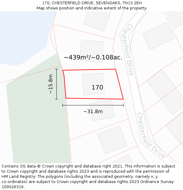 170, CHESTERFIELD DRIVE, SEVENOAKS, TN13 2EH: Plot and title map