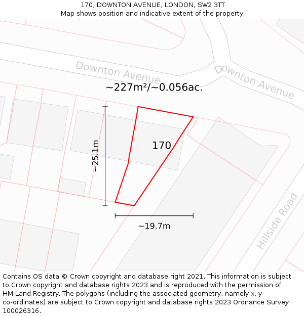 170, DOWNTON AVENUE, LONDON, SW2 3TT: Plot and title map