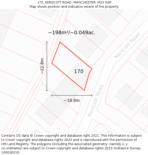 170, KERSCOTT ROAD, MANCHESTER, M23 0GP: Plot and title map