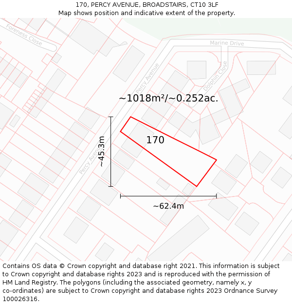 170, PERCY AVENUE, BROADSTAIRS, CT10 3LF: Plot and title map