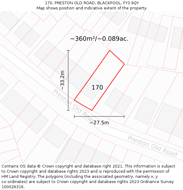 170, PRESTON OLD ROAD, BLACKPOOL, FY3 9QY: Plot and title map