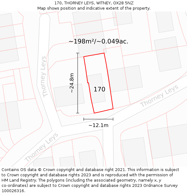 170, THORNEY LEYS, WITNEY, OX28 5NZ: Plot and title map