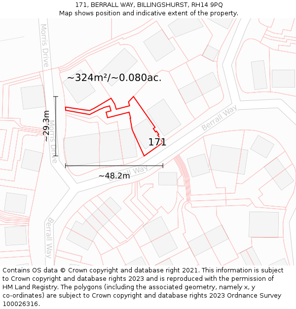 171, BERRALL WAY, BILLINGSHURST, RH14 9PQ: Plot and title map