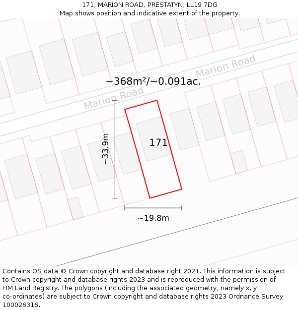 171, MARION ROAD, PRESTATYN, LL19 7DG: Plot and title map