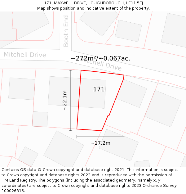 171, MAXWELL DRIVE, LOUGHBOROUGH, LE11 5EJ: Plot and title map