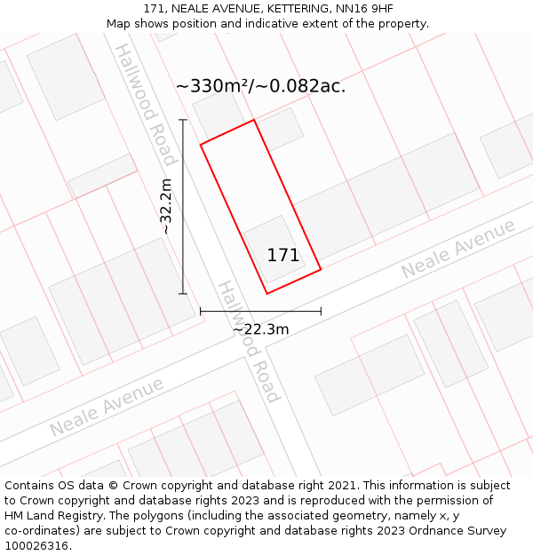 171, NEALE AVENUE, KETTERING, NN16 9HF: Plot and title map