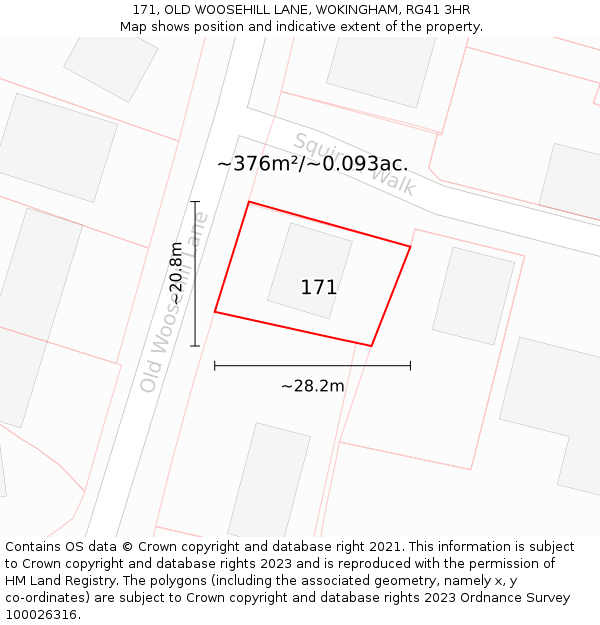 171, OLD WOOSEHILL LANE, WOKINGHAM, RG41 3HR: Plot and title map