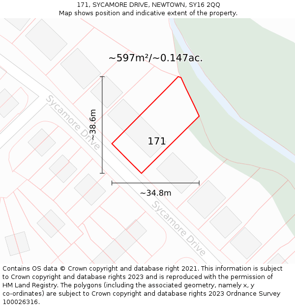 171, SYCAMORE DRIVE, NEWTOWN, SY16 2QQ: Plot and title map