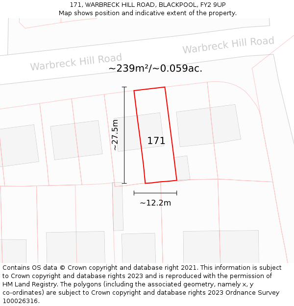 171, WARBRECK HILL ROAD, BLACKPOOL, FY2 9UP: Plot and title map