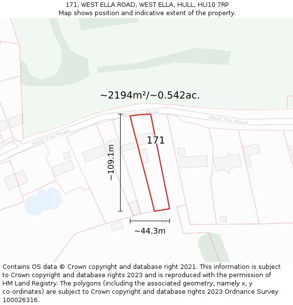 171, WEST ELLA ROAD, WEST ELLA, HULL, HU10 7RP: Plot and title map