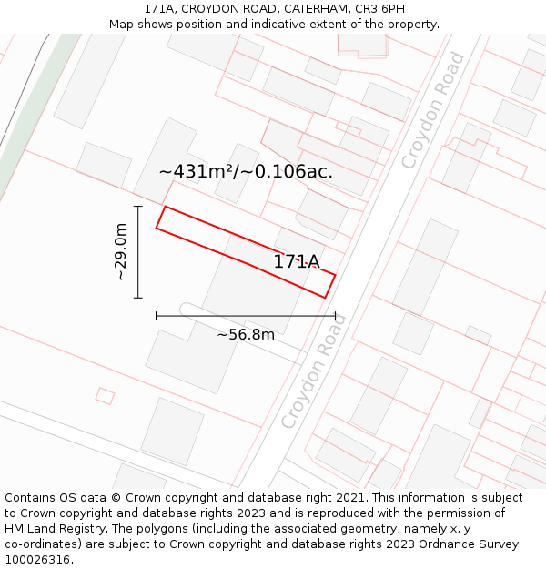 171A, CROYDON ROAD, CATERHAM, CR3 6PH: Plot and title map