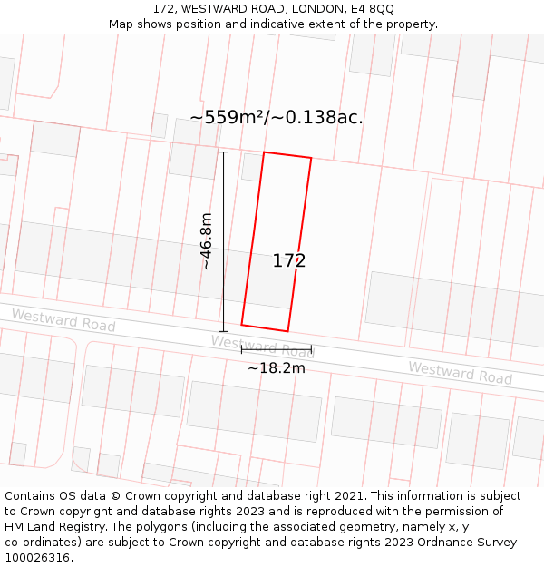 172, WESTWARD ROAD, LONDON, E4 8QQ: Plot and title map