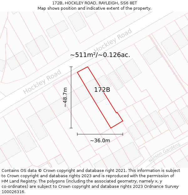 172B, HOCKLEY ROAD, RAYLEIGH, SS6 8ET: Plot and title map