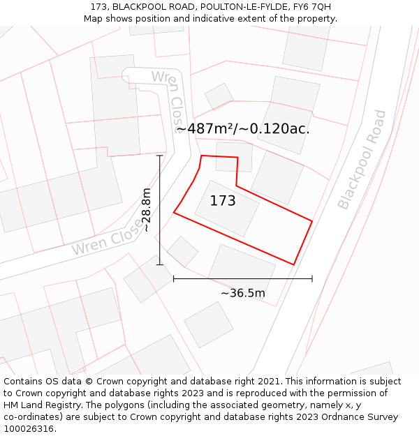 173, BLACKPOOL ROAD, POULTON-LE-FYLDE, FY6 7QH: Plot and title map