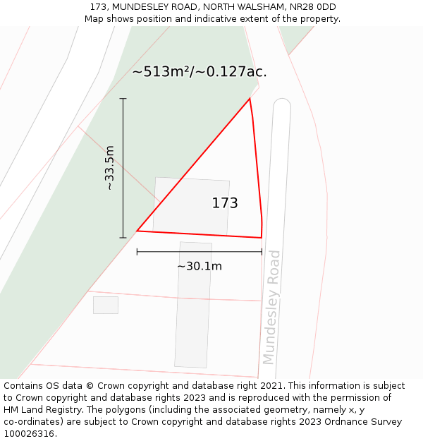 173, MUNDESLEY ROAD, NORTH WALSHAM, NR28 0DD: Plot and title map