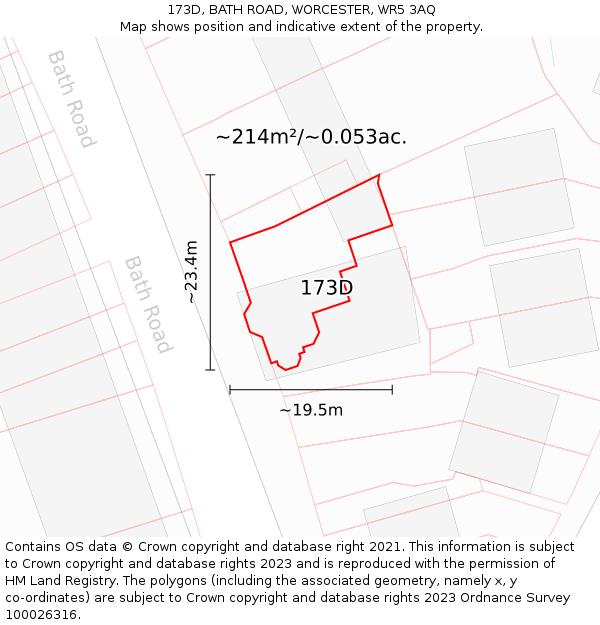 173D, BATH ROAD, WORCESTER, WR5 3AQ: Plot and title map