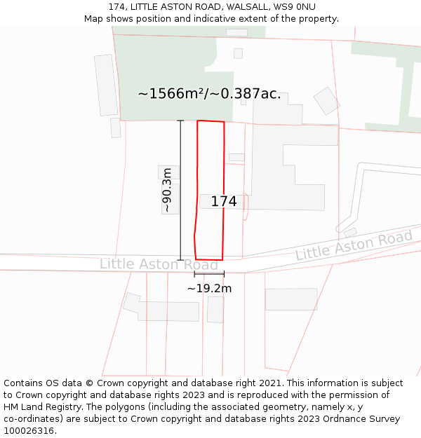 174, LITTLE ASTON ROAD, WALSALL, WS9 0NU: Plot and title map