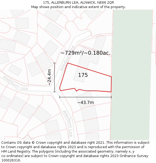 175, ALLERBURN LEA, ALNWICK, NE66 2QR: Plot and title map