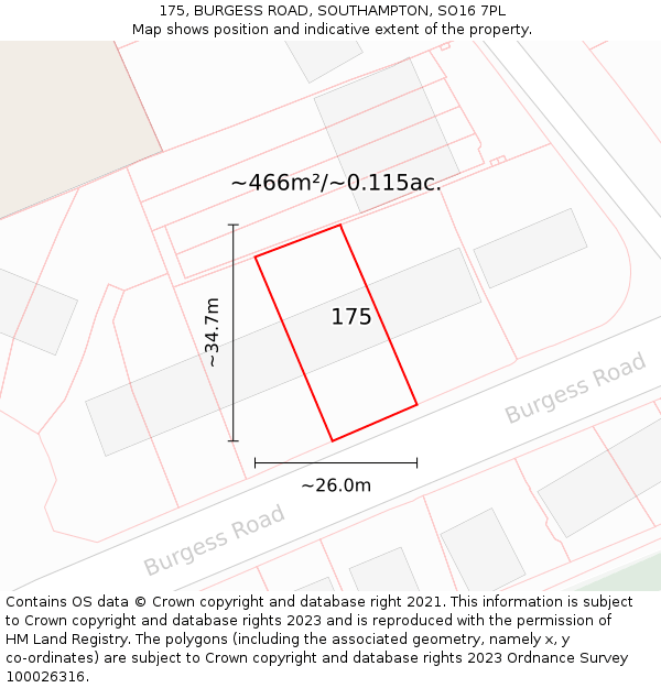 175, BURGESS ROAD, SOUTHAMPTON, SO16 7PL: Plot and title map