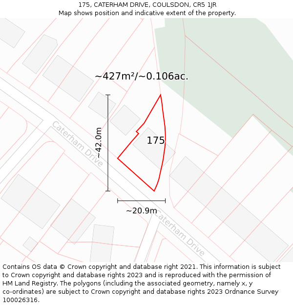 175, CATERHAM DRIVE, COULSDON, CR5 1JR: Plot and title map