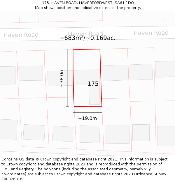 175, HAVEN ROAD, HAVERFORDWEST, SA61 1DQ: Plot and title map